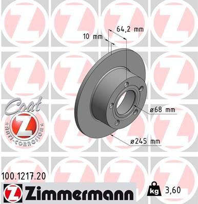 100121720 Zimmermann Tarcza hamulcowa tylna
