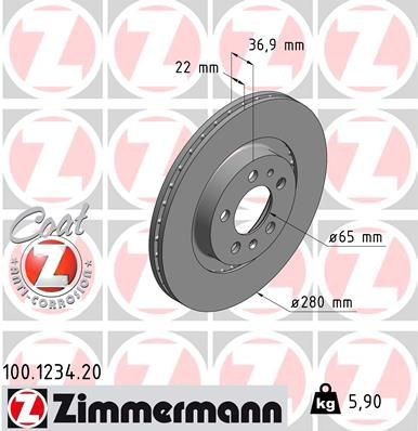 Do koszyka 100123420 Zimmermann Tarcza hamulcowa przednia