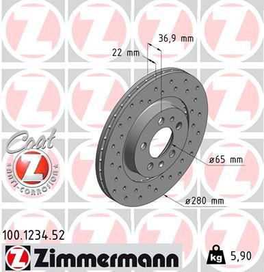 100123452 Zimmermann Tarcza hamulcowa przednia