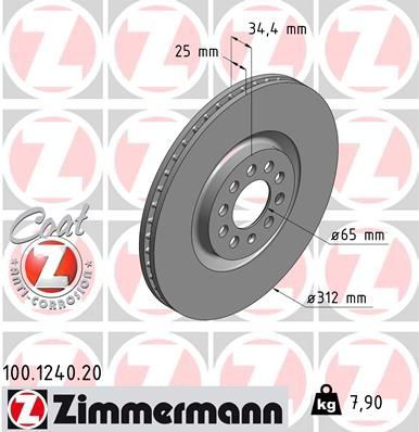Tarcza hamulcowa przednia Zimmermann 100124020 cena, od 58,78 USD