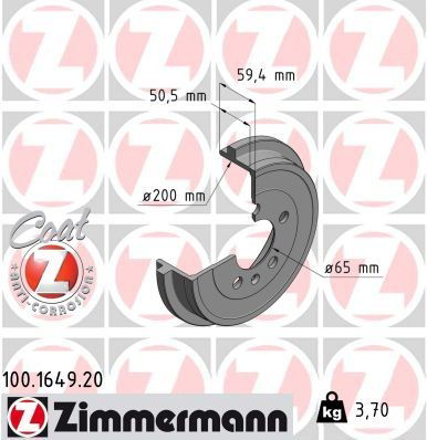 100164920 Zimmermann Bęben hamulcowy tylny