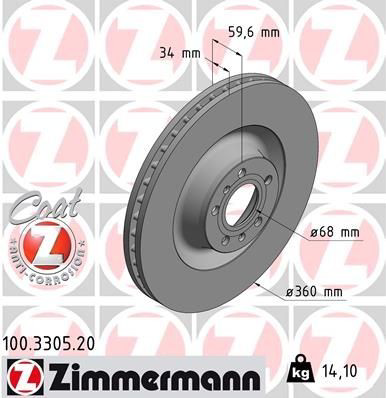 100330520 Zimmermann Tarcza hamulcowa przednia