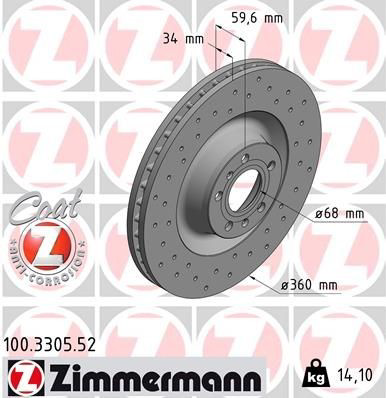 Tarcza hamulcowa przednia Zimmermann 100330552 cena, od 112,89 USD