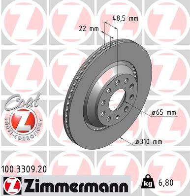 100330920 Zimmermann Tarcza hamulcowa tylna