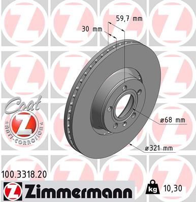 Tarcza hamulcowa przednia Zimmermann 100331820 cena, od 65,58 USD