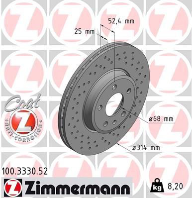 Do koszyka 100333052 Zimmermann Tarcza hamulcowa przednia