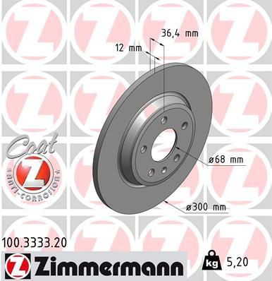 Tarcza hamulcowa tylna 100333320 Zimmermann