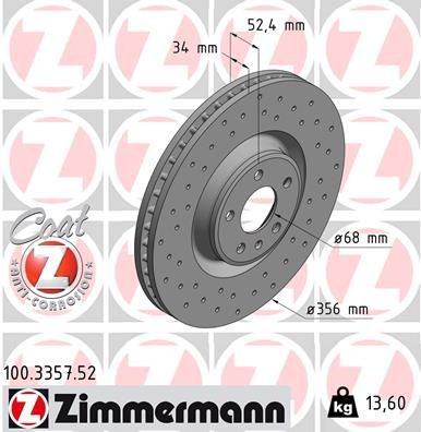 100335752 Zimmermann Tarcza hamulcowa przednia