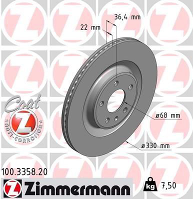 Tarcza hamulcowa tylna 100335820 Zimmermann