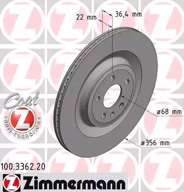 Tarcza hamulcowa tylna 100336220 Zimmermann