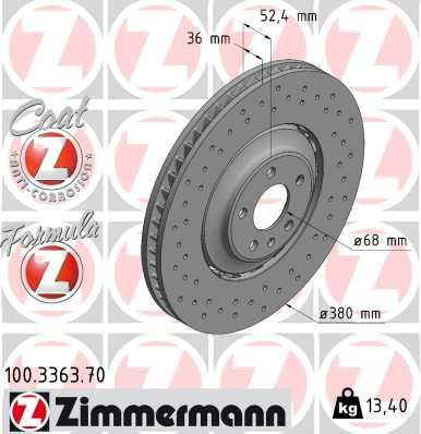 Tarcza hamulcowa przednia Zimmermann 100336370 cena, od 555,45 USD