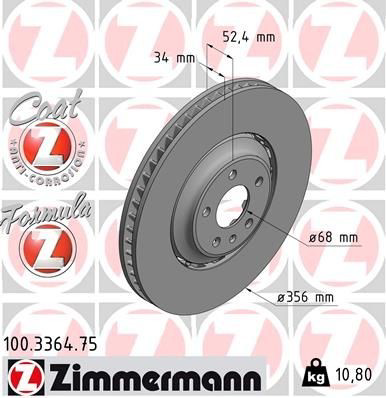 100336475 Zimmermann Tarcza hamulcowa przednia