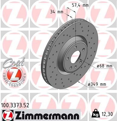 Tarcza hamulcowa przednia 100337352 Zimmermann