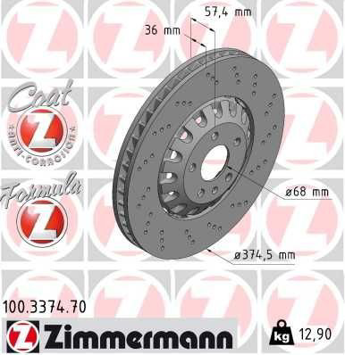 Tarcza hamulcowa przednia Zimmermann 100337470 cena, od 172,77 USD