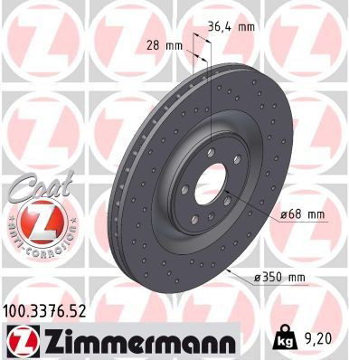 Tarcza hamulcowa tylna 100337652 Zimmermann