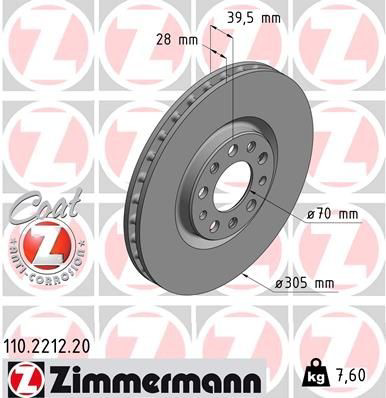 110221220 Zimmermann Tarcza hamulcowa przednia