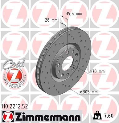 Tarcza hamulcowa przednia 110221252 Zimmermann