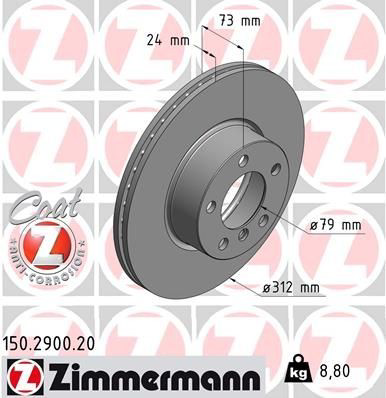 Do koszyka 150290020 Zimmermann Tarcza hamulcowa przednia