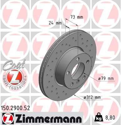 Tarcza hamulcowa przednia Zimmermann 150290052 cena, od 68,73 USD