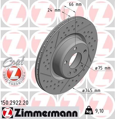 Tarcza hamulcowa tylna 150292220 Zimmermann