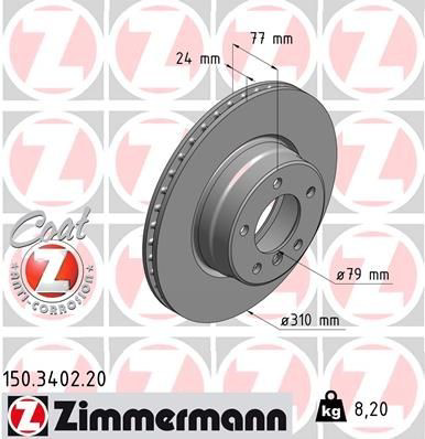 150340220 Zimmermann Tarcza hamulcowa przednia
