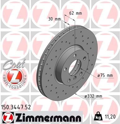 Do koszyka 150344752 Zimmermann Tarcza hamulcowa przednia