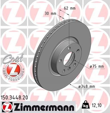 Tarcza hamulcowa przednia Zimmermann 150344820 cena, od 94,34 USD