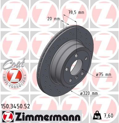 Tarcza hamulcowa tylna Zimmermann 150345052 cena, od 65,65 USD