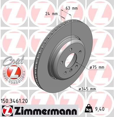 Do koszyka 150346120 Zimmermann Tarcza hamulcowa tylna