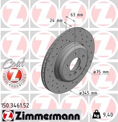 Tarcza hamulcowa tylna Zimmermann 150346152 cena, od 92,01 USD