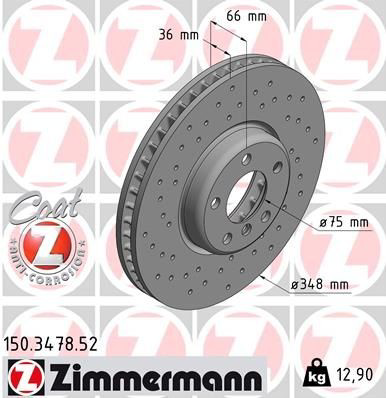 Tarcza hamulcowa przednia 150347852 Zimmermann