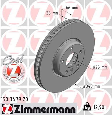 Tarcza hamulcowa przednia 150347920 Zimmermann