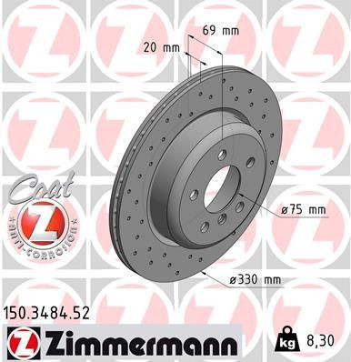 Do koszyka 150348452 Zimmermann Tarcza hamulcowa tylna