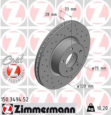 Do koszyka 150349452 Zimmermann Tarcza hamulcowa przednia