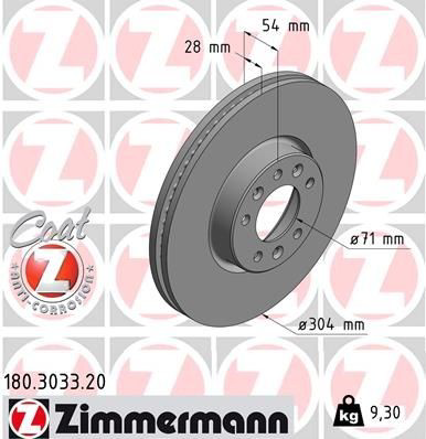Tarcza hamulcowa przednia Zimmermann 180303320 cena, od 73,23 USD