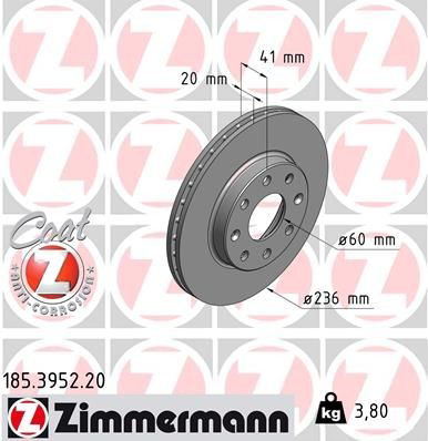 185395220 Zimmermann Tarcza hamulcowa przednia