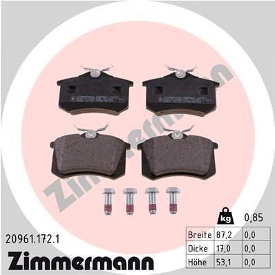 209611721 Zimmermann Okładziny (klocki) do hamulców tarczowych tylne