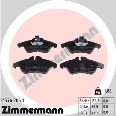 215762051 Zimmermann Klocki hamulcowe przednie tarczowe