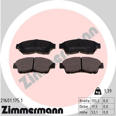 216011751 Zimmermann Klocki hamulcowe przednie tarczowe