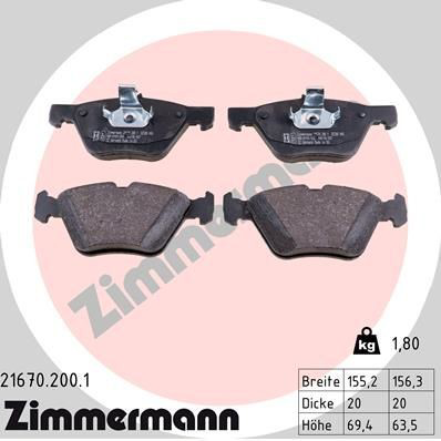 216702001 Zimmermann Klocki hamulcowe przednie tarczowe