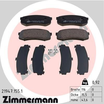 219471551 Zimmermann Okładziny (klocki) do hamulców tarczowych tylne
