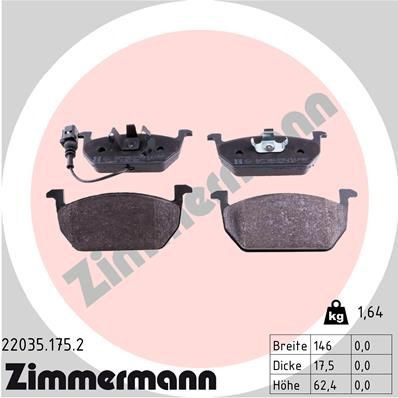 Klocki hamulcowe przednie tarczowe Zimmermann 220351752 cena, od 30,32 USD