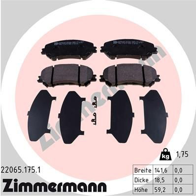 Klocki hamulcowe przednie tarczowe 220651751 Zimmermann