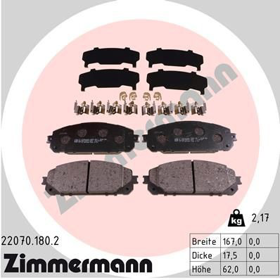 220701802 Zimmermann Klocki hamulcowe przednie tarczowe