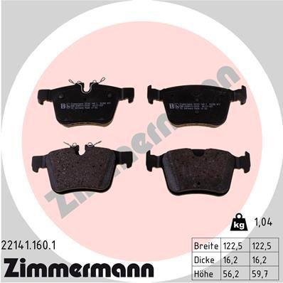 Okładziny (klocki) do hamulców tarczowych tylne Zimmermann 221411601 cena, od 31,81 USD