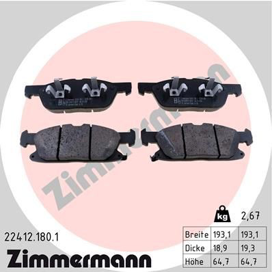 Klocki hamulcowe przednie tarczowe 224121801 Zimmermann