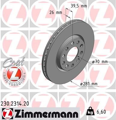 230231420 Zimmermann Tarcza hamulcowa przednia