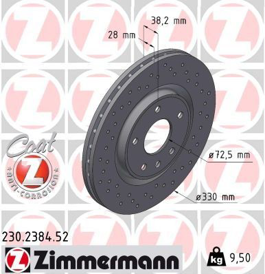 Tarcza hamulcowa przednia 230238452 Zimmermann