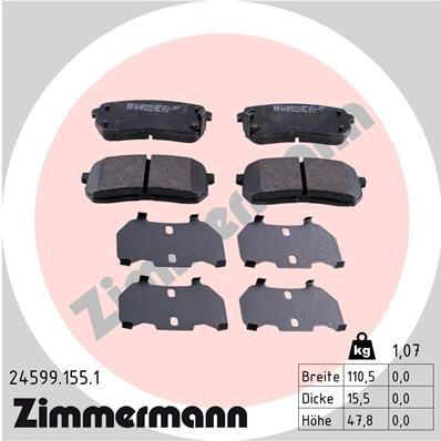 245991551 Zimmermann Okładziny (klocki) do hamulców tarczowych tylne