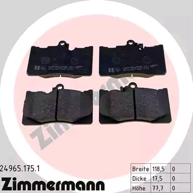 Klocki hamulcowe przednie tarczowe Zimmermann 249651751 cena, od 30,16 USD